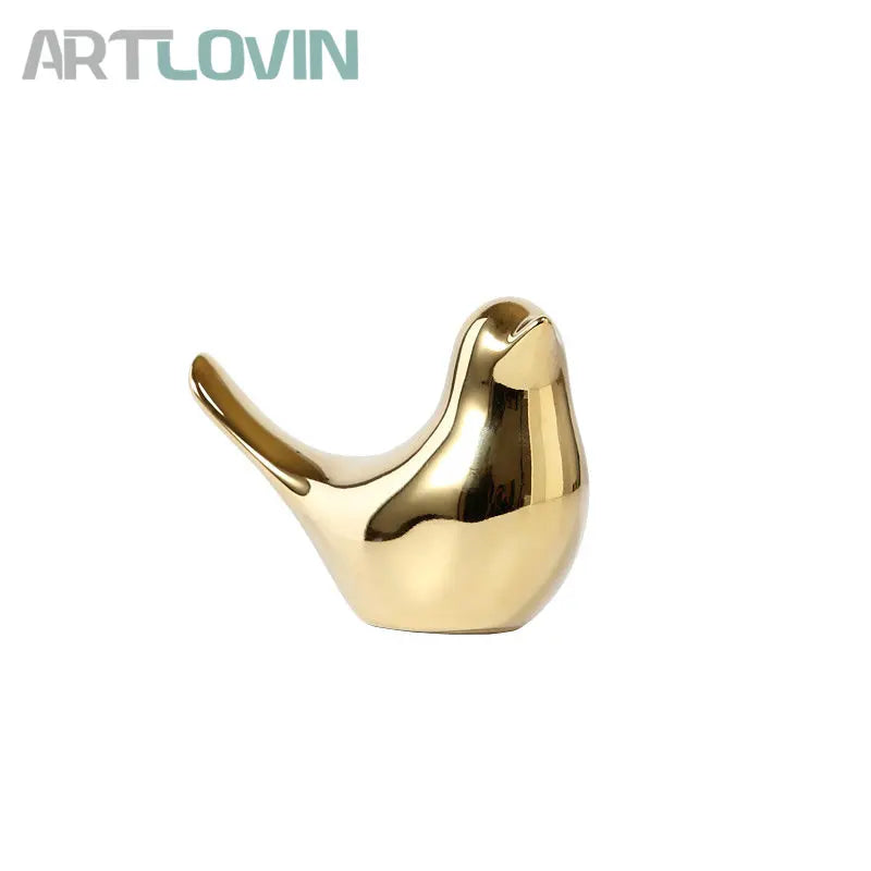 Gold Ceramic Bird Figurines