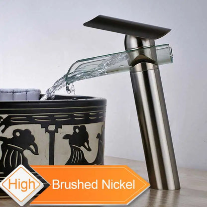 Decorbites™ Schwarze Bronze Glas-Auslauf Wasserfall Beckenmischer Armatur - Deckenmontiertes Arbeitsplatten-Wasserhahn