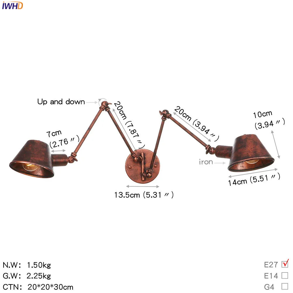 Decorbites™ Industrielle LED-Wandleuchte für Schlafzimmer und Badezimmer Vintage-Wandlampe
