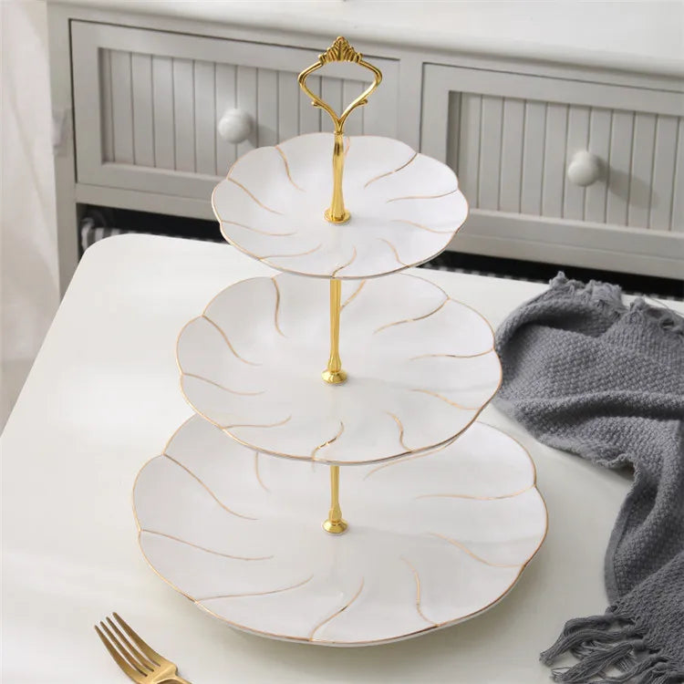 Decorbites™ Gold-Einlage Knochenporzellan-Fruchtplatten Snackteller Kuchenplatte Süßigkeitenschale