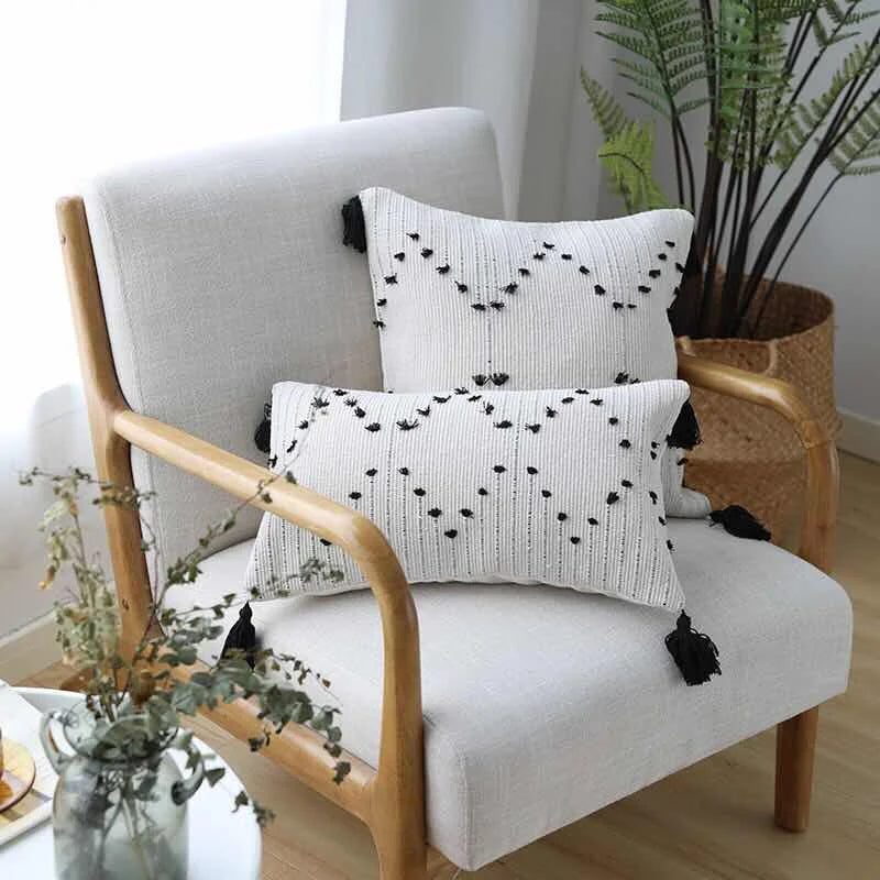 DecorBites™ Geometric Tassels Cushion Cover for Home Sofa Bed Decoration