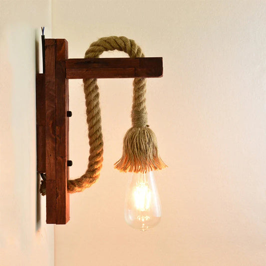 Decorbites™ Industrielle Vintage Wandlampe LED Holz Wandbeleuchtung Innen