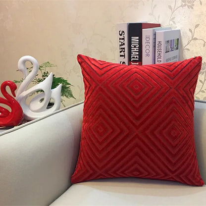 Decorbites™ Geometrisches Chenille-Flock-Überzug für Kissen in Grau Gelb Lila Rot, 45x45 cm/30x50 cm