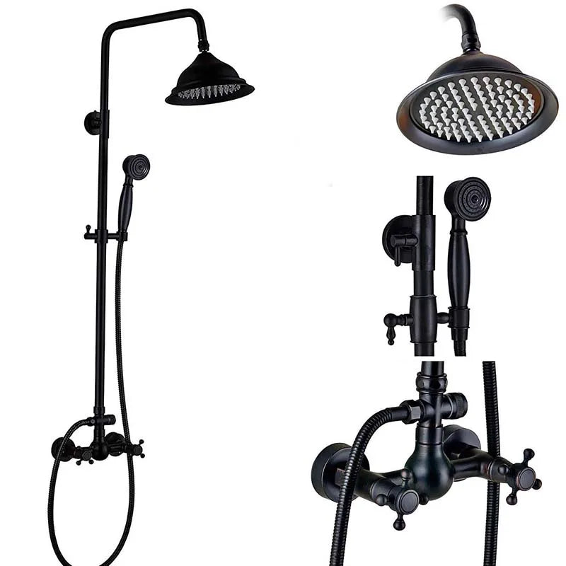 Decorbites™ Schwarz-Bronzene Badezimmer-Duschmischtap mit Langem Auslauf und 8" Regenkopf