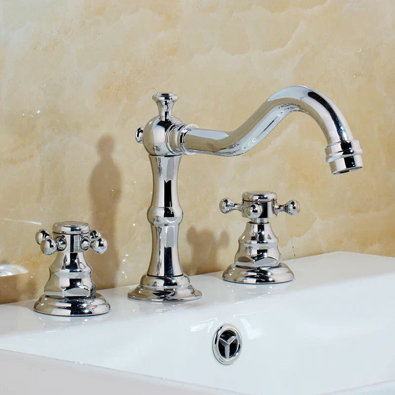 Decorbites™ Dualeinhebel-Waschbeckenarmatur aus massivem Messing in Chrom mit antiker schwarzer Finish