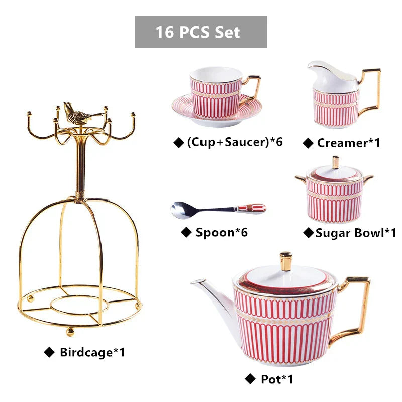 DecorBites™ Gold Porcelain Coffee & Tea Set - Luxury Bone China Porcelain Coffeeware