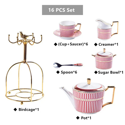 DecorBites™ Gold Porcelain Coffee & Tea Set - Luxury Bone China Porcelain Coffeeware