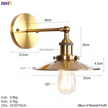 Decorbites™ Eisen Golden Antik LED Wandlampe Retro Industrie Vintage Wandlampe