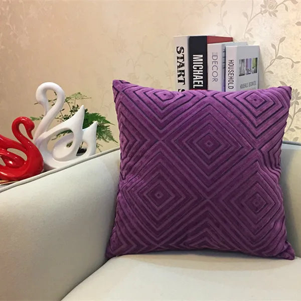 Decorbites™ Geometrisches Chenille-Flock-Überzug für Kissen in Grau Gelb Lila Rot, 45x45 cm/30x50 cm