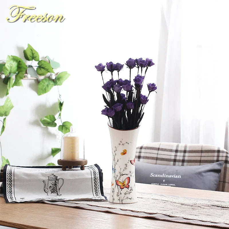 Decorbites™ Vogel Schmetterling Porzellan Vase: Britische ländliche Keramik Blumendekoration