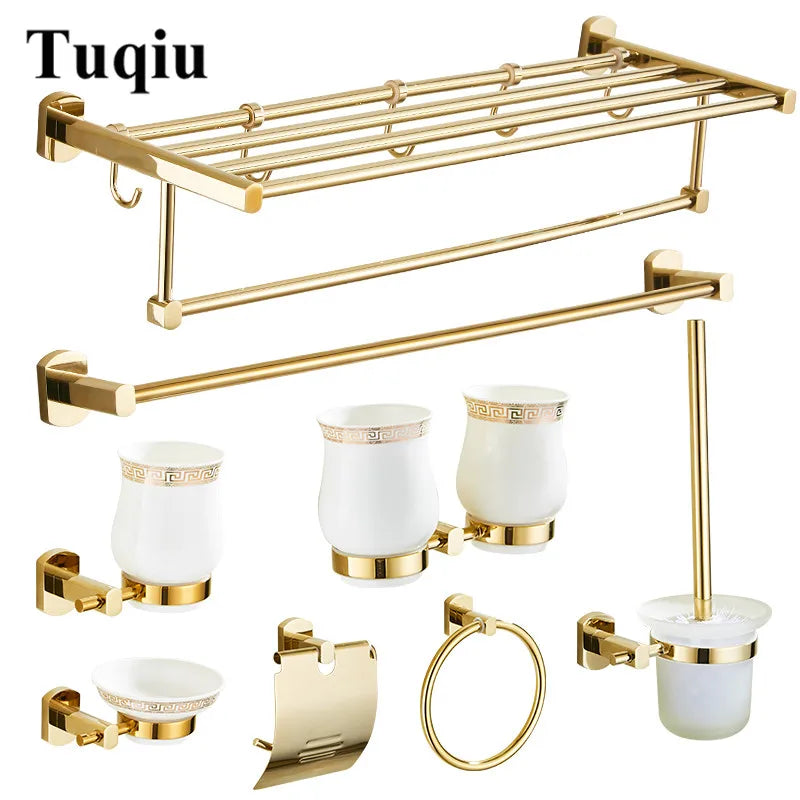 Gold Brass Bath Set