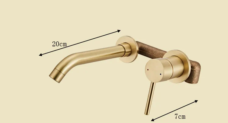 Gold Brass In-Wall Basin Faucet Mixer