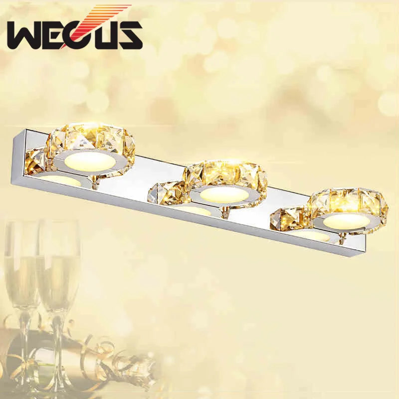 DecorBites™ Crystal Bedroom Mirror Light LED Wall Lamps Waterproof IC Driver AC110V / 220V