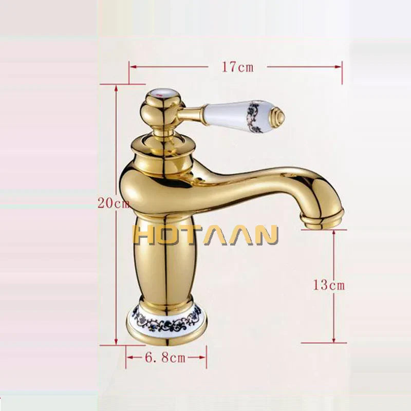 DecorBites™ Gold Finish Modern Luxury Basin Faucet Single Handle Hot & Cold Brass Tap