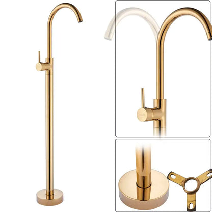 Decorbites™ Schwarz-Bronze Bad-Dusch-Wannenarmatur Bodengestützt Drehbarer Auslauf Heiß-Kalt-Wasserhahn