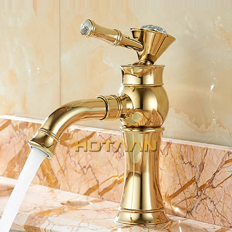 Decorbites™ Gold Finish Messing Waschbeckenarmatur mit Keramikmischer
