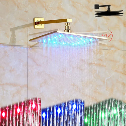 Decorbites™ Golden LED Regenbrause mit 3-Wege-Mischer und Messing-Auslauf