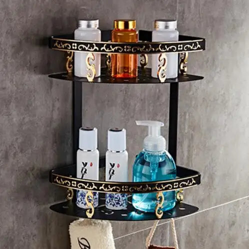 DecorBites™ Gold Black Bathroom Accessories Set, Towel Bar, Toilet Brush Holder, Paper Holder