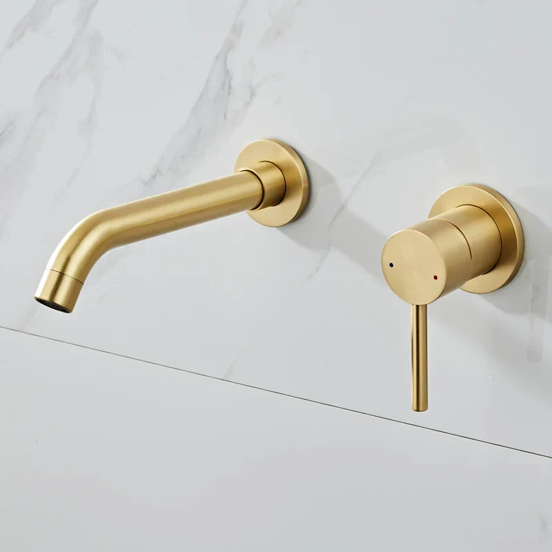 Gold Brass In-Wall Basin Faucet Mixer