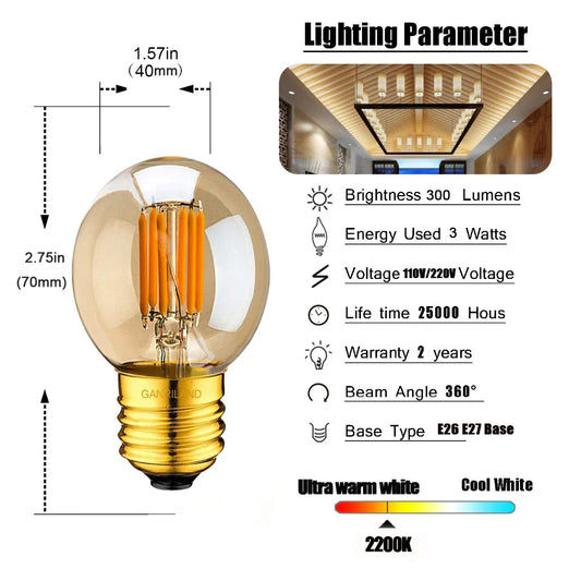 Decorbites™ G40 3W LED-Birnen Warmweiß 110V 220V E26 E27 Dekor-Filament-Globus-Ball