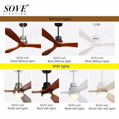 Decorbites™ 52" Holz-Deckenventilator-Fernbedienung 3 Flügel für Zuhause Wohnzimmer Schlafzimmer