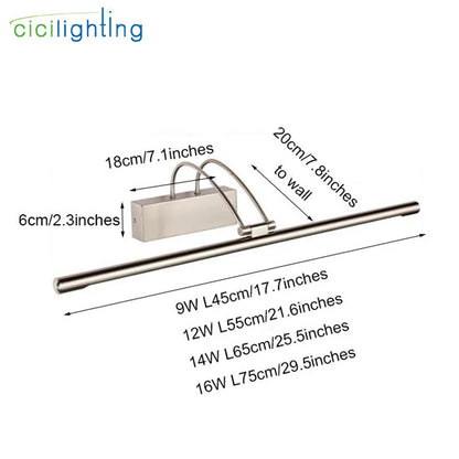 Decorbites™ LED-Spiegelbeleuchtung für Badezimmer, Frontlichter für den Spiegel, modernes Kunstdekor, 45-75 cm
