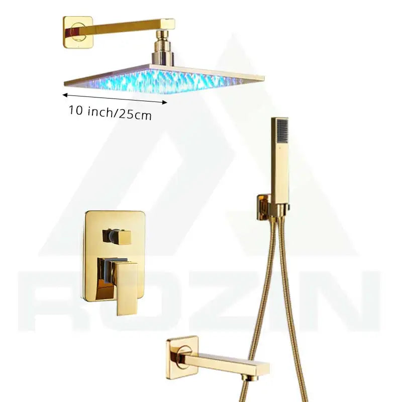 Decorbites™ Golden LED Regenbrause mit 3-Wege-Mischer und Messing-Auslauf