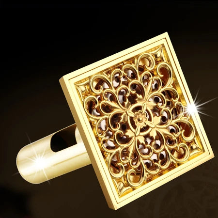 DecorBites™ Goldener quadratischer Bodenablauf 4 cm, Luxus-Badezimmer-Duschrost 10 cm * 10 cm