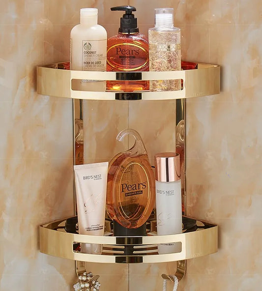 Decorbites™ Gold Edelstahl Badezimmer-Eckregal – Dusche, Shampoo-Halter-Korb