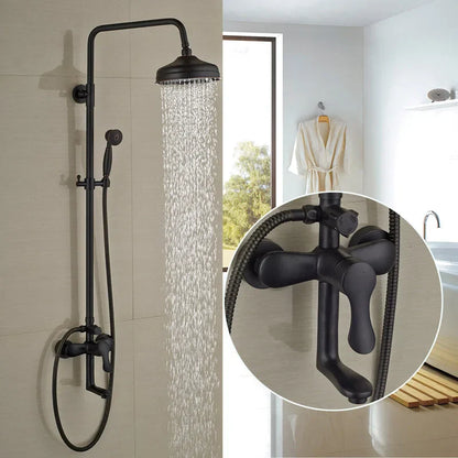 Decorbites™ Schwarz-Bronzene Badezimmer-Duschmischtap mit Langem Auslauf und 8" Regenkopf