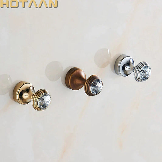DecorBites™ Crystal Chrome Wall Hook for Bathroom Robes & Clothes - Copper Material