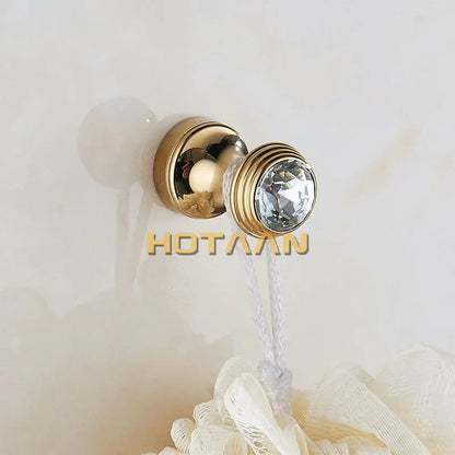 DecorBites™ Crystal Chrome Wall Hook for Bathroom Robes & Clothes - Copper Material