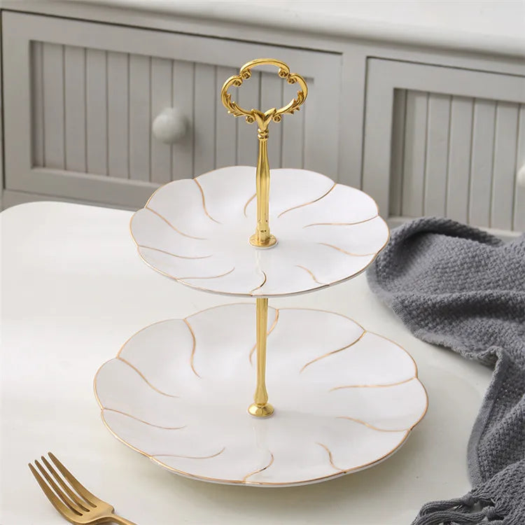 Decorbites™ Gold-Einlage Knochenporzellan-Fruchtplatten Snackteller Kuchenplatte Süßigkeitenschale