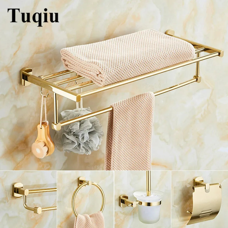 Gold Brass Bath Set