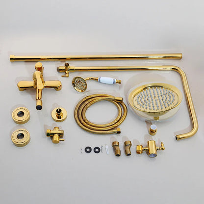 DecorBites™ Gold Plated Brass Shower Faucet Set with Hand Spray