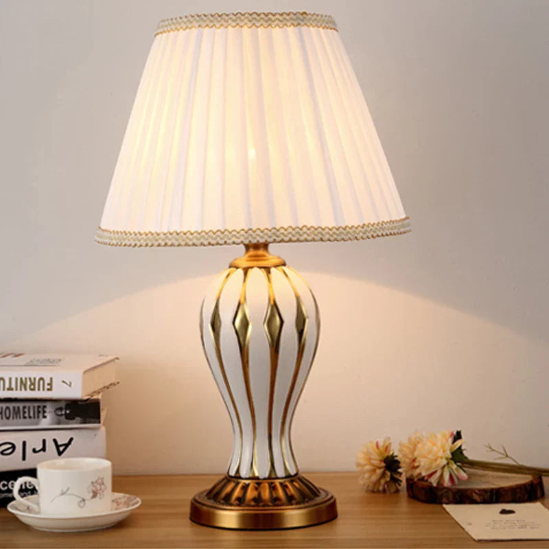 DecorBites™ Hand Painted Antique Blue Ceramic Desk Lamp