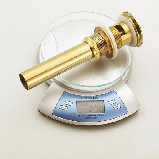 DecorBites™ Gold Finish Solid Brass Bathroom Sink Pop Up Drain