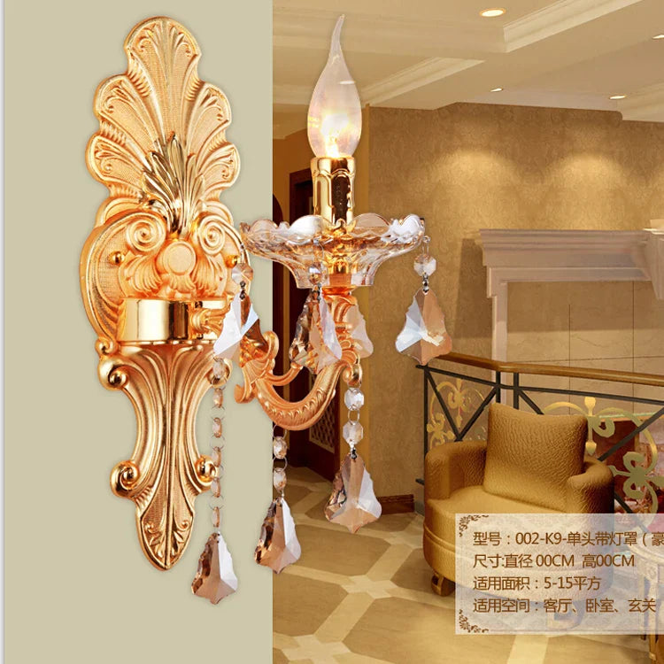 DecorBites™ Gold Crystal Wall Light Indoor Lamp - Elegant Alloy Crystal Candle Design