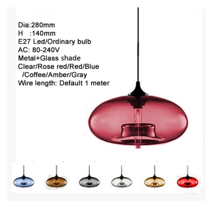 Decorbites™ Glas-Schalen-Pendant-Lampen: Moderne bunte E27 Hänge-Lampen für Küche, Wohnzimmer, Schlafzimmer.