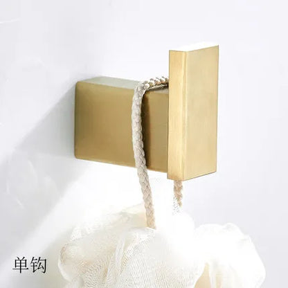 DecorBites™ Bath Set: Towel Rack, Corner Shelf, Paper Holder, Mixer Faucet - Brushed Matt Gold