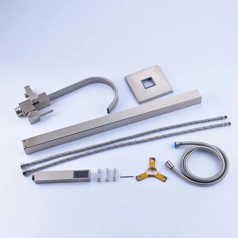 Decorbites™ Freistehender Badewannenarmatur mit Handbrause: Gebürstetes Nickel Bodenmontierter Mischbatterie