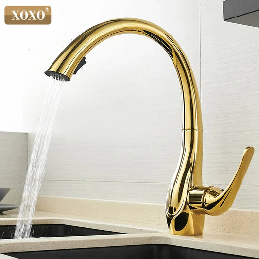 Decorbites™ Golden Küchenarmatur Ausziehbarer Einhebel-Wasser-Mischbatterie