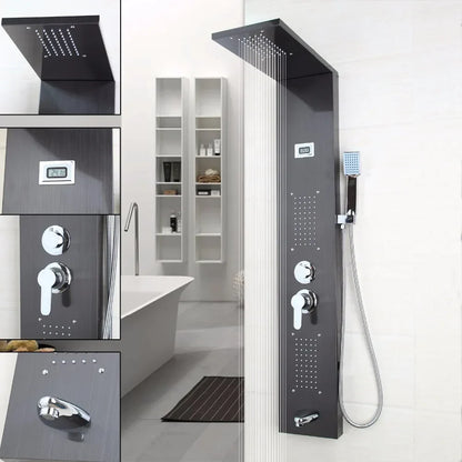 DecorBites™ Dark Nickel Shower Panel with Hand shower, Tub Spout, and Massage System