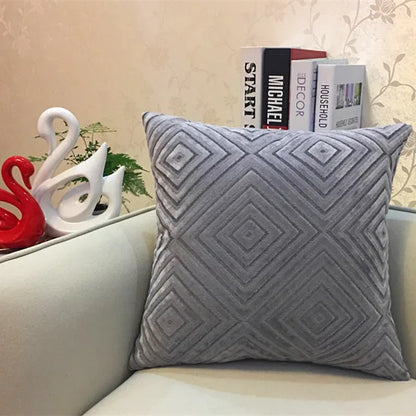 Decorbites™ Geometrisches Chenille-Flock-Überzug für Kissen in Grau Gelb Lila Rot, 45x45 cm/30x50 cm