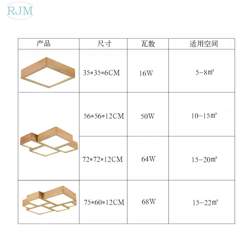DecorBites™ Japanese Solid Wood Ceiling Lamp for Home Living Room Bedroom Study