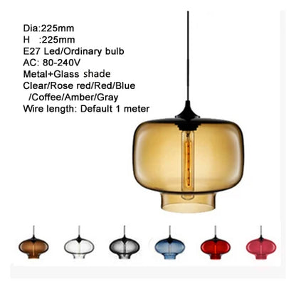 Decorbites™ Glas-Schalen-Pendant-Lampen: Moderne bunte E27 Hänge-Lampen für Küche, Wohnzimmer, Schlafzimmer.