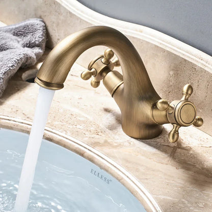 DecorBites™ Dual Handle Brass Basin Faucet for Bathroom Vanity Sink