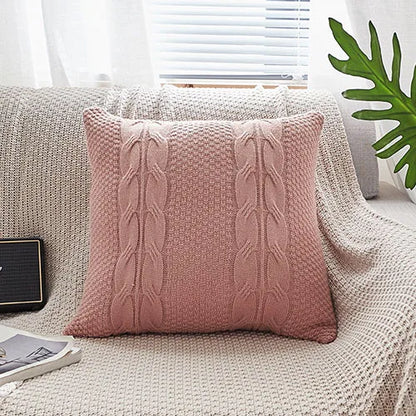 Decorbites™ Doppeltes Kabelstrick Kissenbezug in 5 sanften Farben, 45 cm x 45 cm