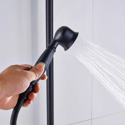 Decorbites™ Schwarzes Messing Bad-Duscharmatur-Set mit Handbrause und Wannenarmatur