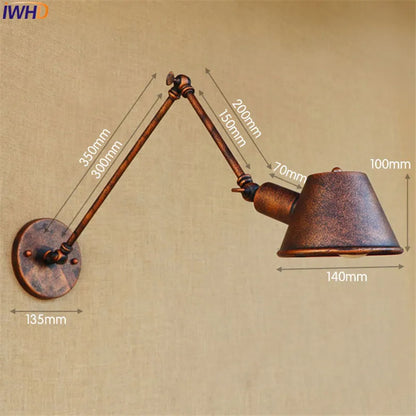 Decorbites™ Goldene Vintage LED Schwingarm-Wandleuchte im Industriedesign